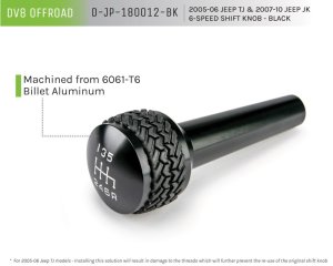 Jeep Wrangler TJ Shift Knob - DV8 Offroad - 'Tired Tread' Design, 6-Speed - Black - `05-`06